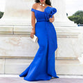 Winter Women Slash Neck Short Sleeve Pearl Dress Sexy Office Lady Africa Evening Night Club Party Long Maxi Dresses GL05143