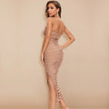 High Quality Sexy Long Bodycon Draped HL Bandage Dresses Women Spaghetti Straps Organza Mesh Maxi Dresses Party Club