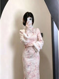 Gentle Style Dress Cheongsam Super Closes with Fleece and Thicker Dresses for Women Qipao Clothes
