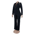 Fashion Pearl Splicing Women's Set Long Sleeve Blazer and Wide Leg Pants Suit 2024 Winter OL Fall Two 2 Piece Set Outfit