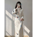 Dress Autumn and Winter New Thickened Cheongsam Dress Women's Qipao New Slim Temperament Dress