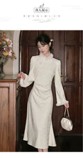 Beautiful Dress, New Chinese Style Velvet Cheongsam Improved for Young Girls Autumn and Winter New Style High-end Jacquard Temperament Dress
