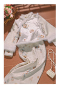 White Cheongsam Winter Outfit Improved and Layered Particularly Beautiful Waist Pinching Female Engagement Simple and Elegant, High-end