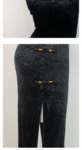 Black Velvet Dress Cheongsam Young Style High-end Atmospheric Slim Fit with Elasticity