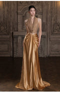 Golden Evening Dress 2026 New High-end Banquet Host Dress Beautiful Bride Engagement Wedding Toast