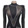 Women  Fashion Mesh See Though Diamonds Hot Rhinestones Sexy Party Club Jumpsuit One Piece Suit Romper Playsuits