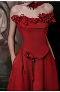 Red Tube Top Evening Dress 2026 New High-end Light Luxury Niche Morning Robe Female Bride Engagement Wedding Toast