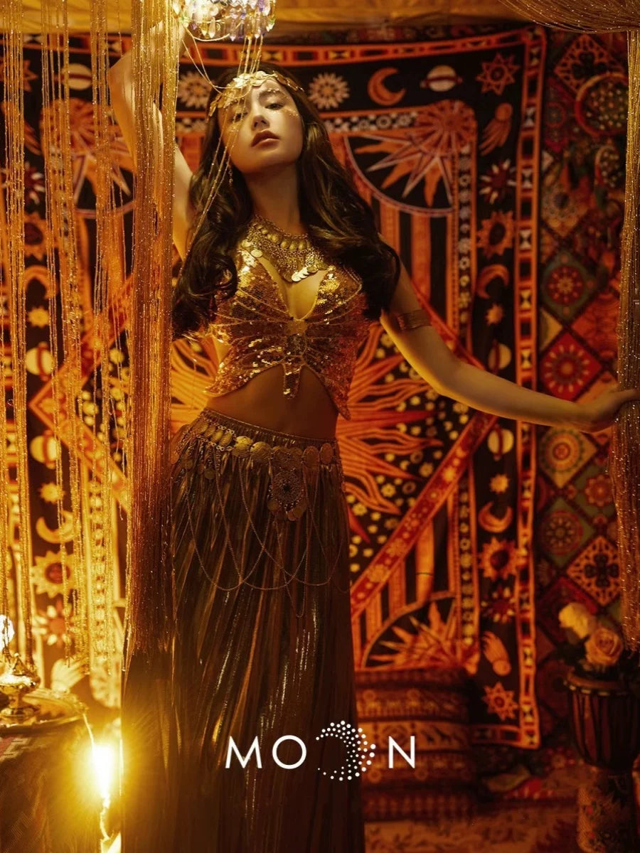 Exotic Photography Egyptian Goddess Dress Set Bar Shooting Travel Photography Skirt Ethnic Costume Stage Costume Hanfu Fengfu Banquet Performance Party
