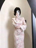 Gentle Style Dress Cheongsam Super Closes with Fleece and Thicker Dresses for Women Qipao Clothes