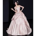 Pink Evening Dress Women's High-end Satin Tube Top Bridal Engagement Dress Toasting Dress Bar Mitzvah Birthday Princess Dress