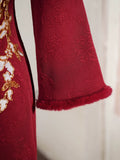 Red Cheongsam Winter Dress Ladies' Engagement Particularly Beautifulwaist Pinching High-end Elegant Noble for Marriage