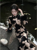 Champagne Slim-fitting Velvet Dress for Women Qipao Winter Cheongsam Temperament Light Luxury Hip-wrapped Skirt
