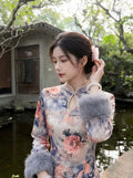 Dress 2026 Autumn and Winter Velvet National Style Improved Cheongsam Qipao Ink Painting Cold Long-sleeved Dress