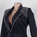 Fashion Pearl Splicing Women's Set Long Sleeve Blazer and Wide Leg Pants Suit 2024 Winter OL Fall Two 2 Piece Set Outfit