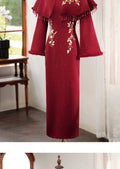 Red Cheongsam Winter Dress Ladies' Engagement Particularly Beautifulwaist Pinching High-end Elegant Noble for Marriage