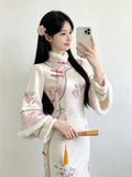 Improved Velvet Thickened Cheongsam Women's Dress Qipao Autumn and Winter New Daily Beautiful Gentle Temperament Dress