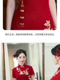 Red Dress Improved Cheongsam Dress Female Engagement Dress New Year's Women's Clothes