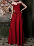 Red Tube Top Evening Dress 2026 New High-end Light Luxury Niche Morning Robe Female Bride Engagement Wedding Toast