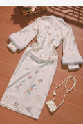 White Cheongsam Winter Outfit Improved and Layered Particularly Beautiful Waist Pinching Female Engagement Simple and Elegant, High-end