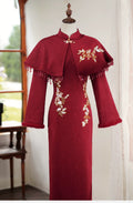 Red Cheongsam Winter Dress Ladies' Engagement Particularly Beautifulwaist Pinching High-end Elegant Noble for Marriage
