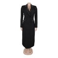 Fashion Women OL Work Double Breasted Notched Long Sleeve Maxi Dress Spring Sexy Night Elegant Party Street Long Dresses