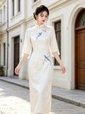 White Dress Cheongsam Women's Chinese Style Lace Embroidery High-end Elegant Temperament Certified Engagement Daily Dress