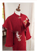 Red Cheongsam Winter Dress Ladies' Engagement Particularly Beautifulwaist Pinching High-end Elegant Noble for Marriage