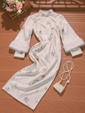 White Cheongsam Winter Outfit Improved and Layered Particularly Beautiful Waist Pinching Female Engagement Simple and Elegant, High-end