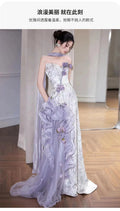 Purple Dress Morning Robe Super Fairy Design Wedding Bride Engagement Wedding Dress Toast Adult Princess Dress