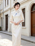White Dress Cheongsam Women's Chinese Style Lace Embroidery High-end Elegant Temperament Certified Engagement Daily Dress