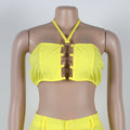 Women Set Sleeveless Strapless Tops +Wide Leg Pants Two 2 Piece Set Hole Hollow Out Outfit Summer Sexy Street Tracksuit