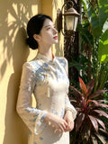 Retro Style Cheongsam Women's Dress Autumn Jacquard Long Sleeved Dress, Daily Elegant and Sweet Women's Clothing
