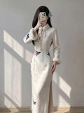 Dress Autumn and Winter New Thickened Cheongsam Dress Women's Qipao New Slim Temperament Dress