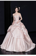 Pink Evening Dress Women's High-end Satin Tube Top Bridal Engagement Dress Toasting Dress Bar Mitzvah Birthday Princess Dress