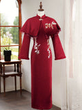 Red Cheongsam Winter Dress Ladies' Engagement Particularly Beautifulwaist Pinching High-end Elegant Noble for Marriage