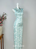 Sleeveless Cheongsam Dress for Women  Summer Stunning Blue Youthful and Improved Dress