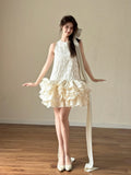 Morning Robe Bride Engagement Wedding Dress Light Wedding Dress Registration Small White Short Birthday Party Dress