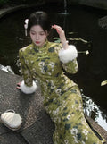 Dress 2026 Autumn and Winter Fleece Cheongsam Qipao Skinny Improved Versatile Playful Cute Dress