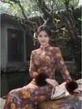 2026 Autumn and Winter Dress Cheongsam Temperament Qipao Dress Women's Clothes