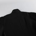 French Elegant Retro Black Blazer for Women Stand Collar Puff Sleeve Slimming Commuter Coats Female Winter Clothing