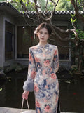 Dress 2026 Autumn and Winter Velvet National Style Improved Cheongsam Qipao Ink Painting Cold Long-sleeved Dress