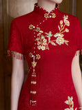 Red Dress Improved Cheongsam Dress Female Engagement Dress New Year's Women's Clothes