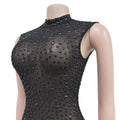 Fall Diamonds Hot Rhinestones O-neck Women Sleeveless Bodycon Long Dress Birthday Party Evening Prom Maxi Dresses