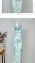 Sleeveless Cheongsam Dress for Women  Summer Stunning Blue Youthful and Improved Dress