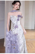 Purple Dress Morning Robe Super Fairy Design Wedding Bride Engagement Wedding Dress Toast Adult Princess Dress
