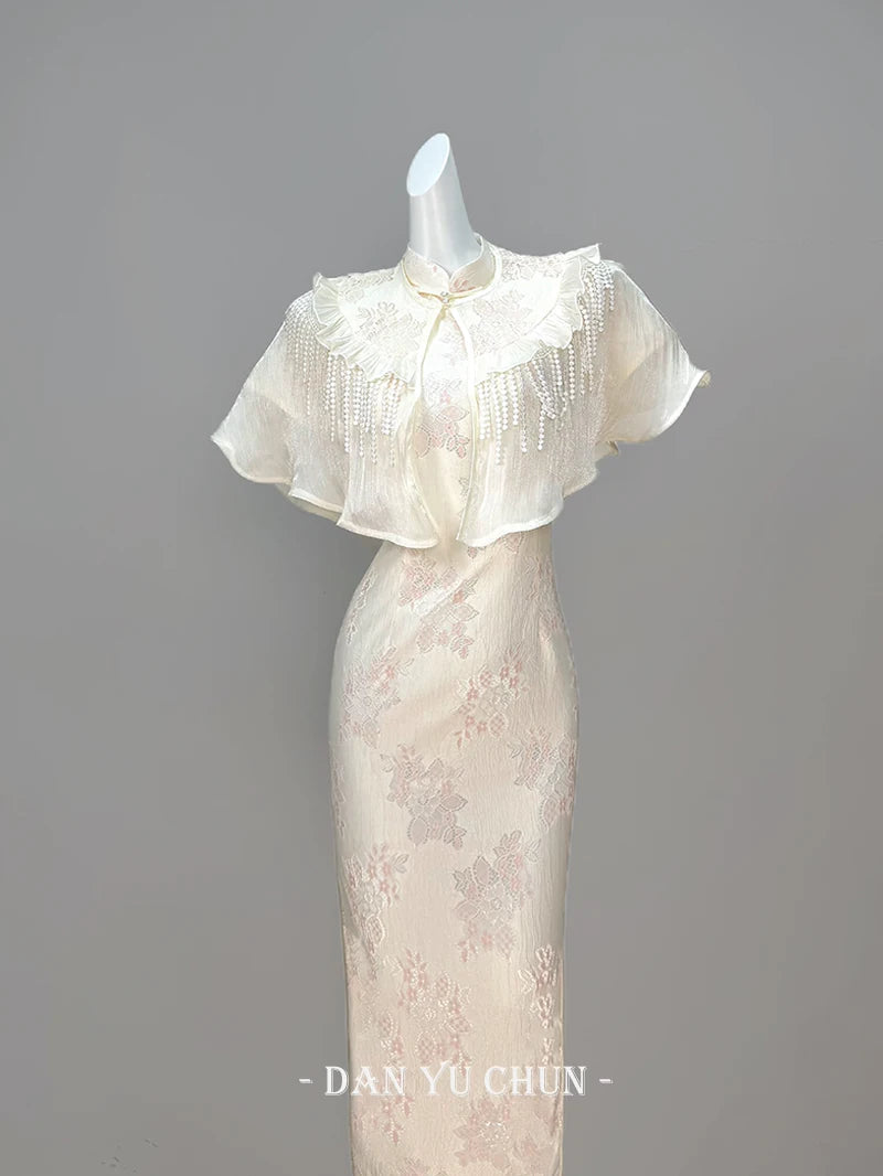 Exquisite Dress Cheongsam with Cloud Shoulders Summer High-end Temperament Improved Girls' Dress