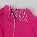 Fashion Pearl Splicing Women's Set Long Sleeve Blazer and Wide Leg Pants Suit 2024 Winter OL Fall Two 2 Piece Set Outfit