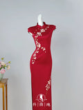 Red Dress High-end Banquet Cheongsam New Year's High-end Embroidery Youthful Style Chinese Style Tailored Wedding Dress