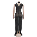 Fall Diamonds Hot Rhinestones O-neck Women Sleeveless Bodycon Long Dress Birthday Party Evening Prom Maxi Dresses
