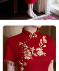 Red Dress Improved Cheongsam Dress Female Engagement Dress New Year's Women's Clothes